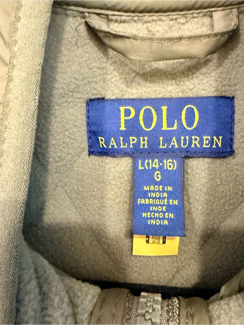 Polo Ralph Lauren Boys Quilted Fleece Lined Vest L (14-16) Olive NWOT